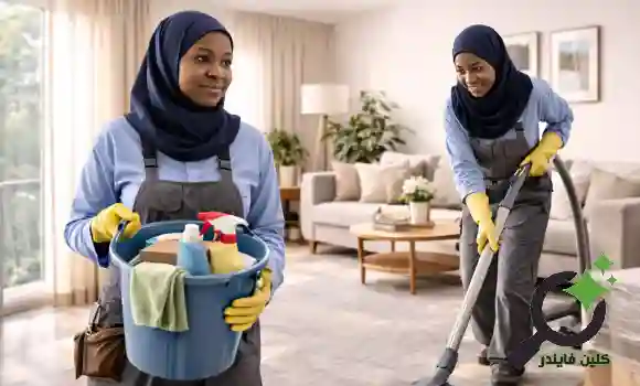 شغالات تنزانيات تقوم بأعمال تنظيف وترتيب المنزل بدقة وانتظام داخل منزل سكني